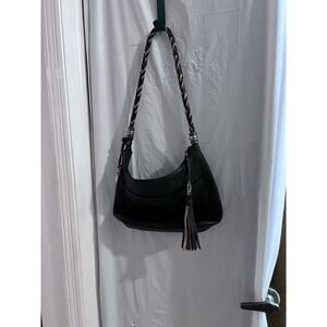 Brighton Barbados Zip Top Hobo Purse Black Pebble Leather Shoulder Bag